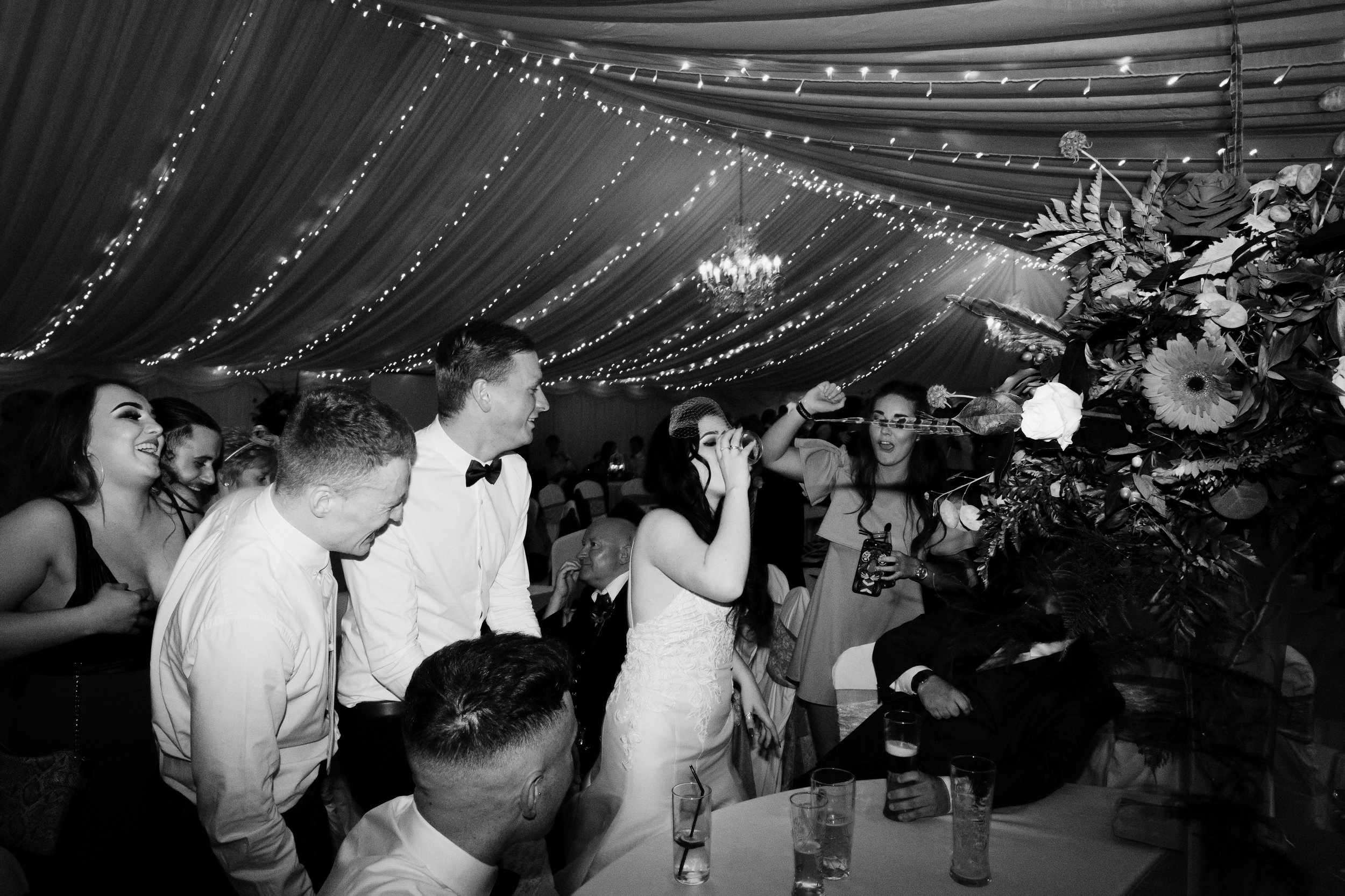 Bride doing shots