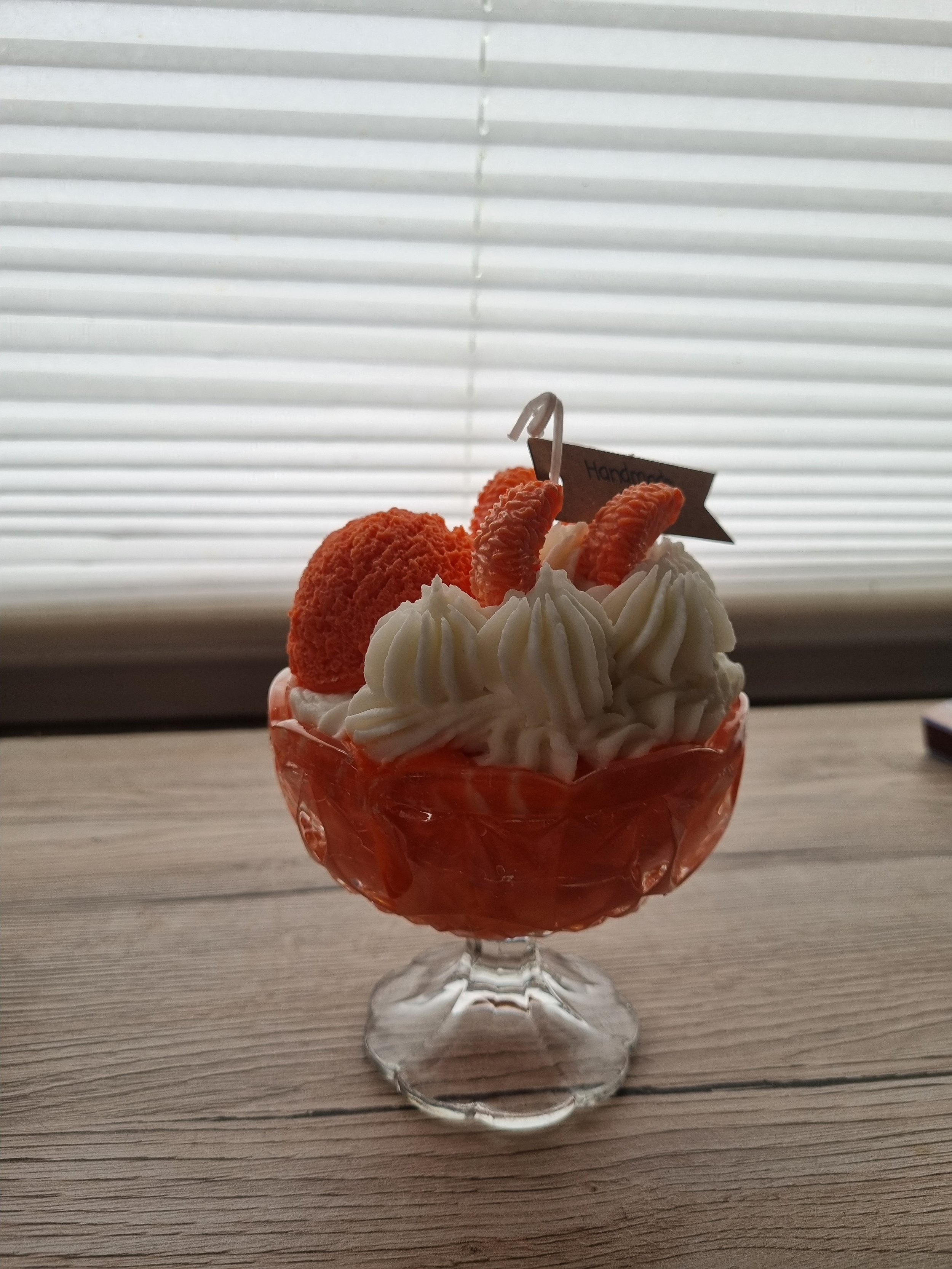 Handgefertigte Dessertkerze Duftkerze Eisbecher Orange