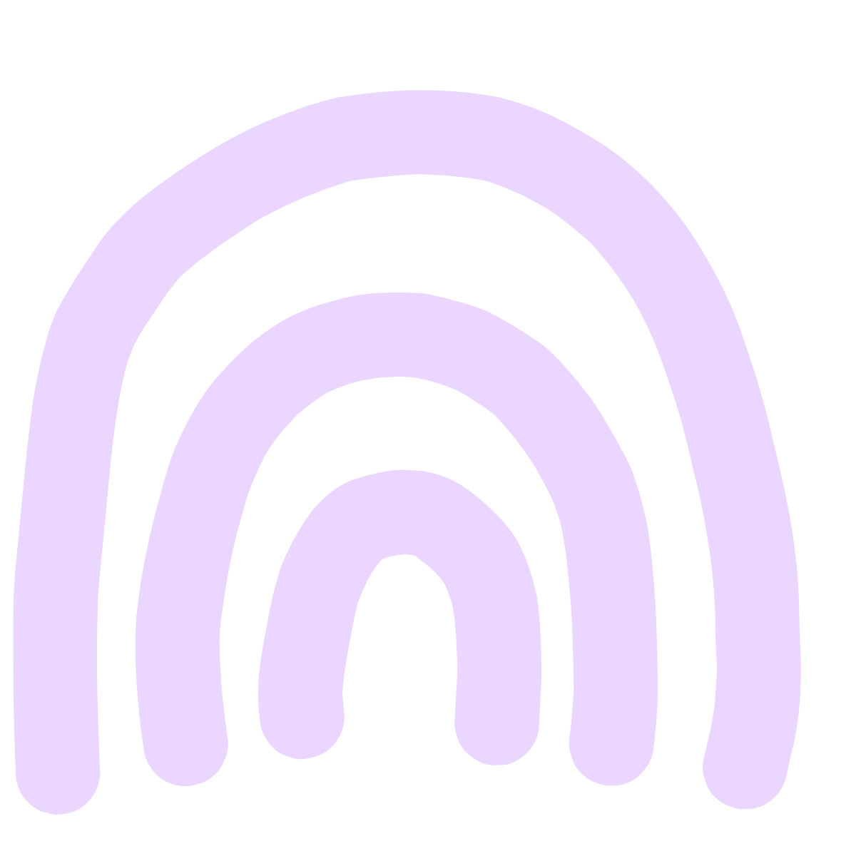 A digital illustration of a simple rainbow with light lavender arches to represent Strong Roots OT where we provide maternal health & pediatric occupational therapy services for women & kids in south New Jersey & Philadelphia.