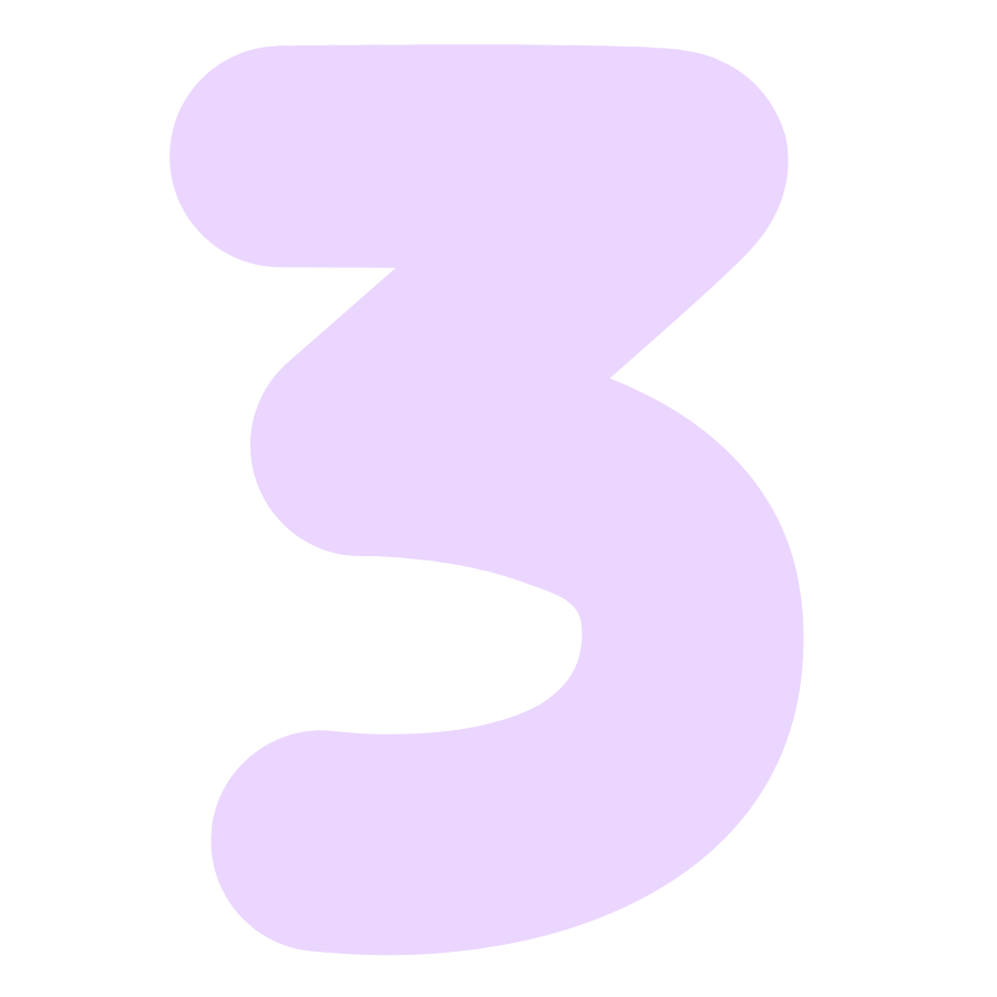 A lavender number 3 for the third step in how to get started at Strong Roots OT in South NJ & Philadelphia. The third step is to create a plan together following the evaluation.