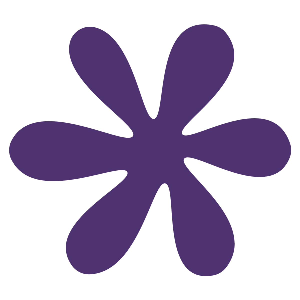 A stylized purple flower with rounded petals on the website for Strong Roots OT where we provide maternal health & pediatric occupational therapy services for women & kids in south New Jersey & Philadelphia..