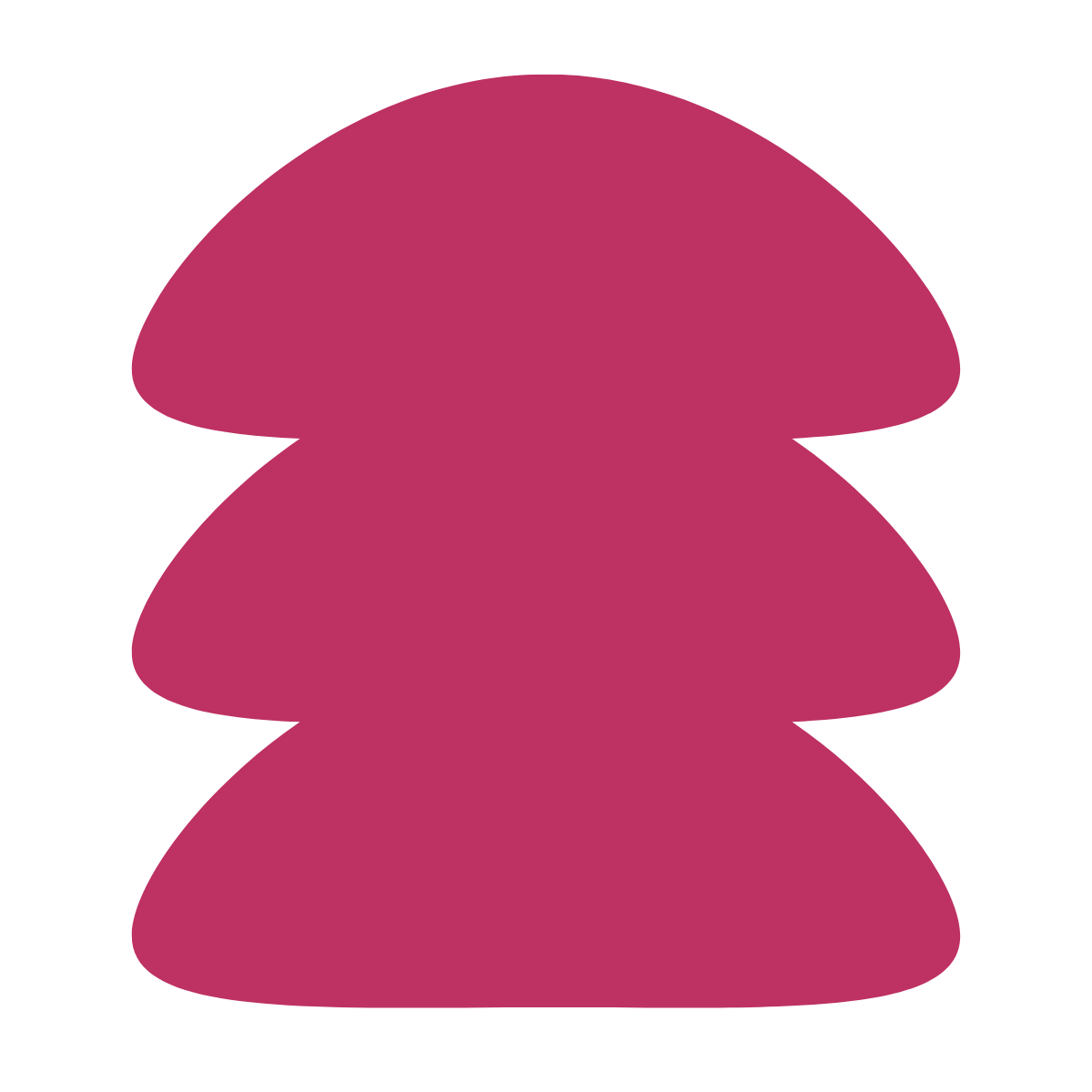 A simplified, stylized illustration of a Christmas tree with three tiers, colored in a solid pink shade for Strong Roots OT in Philadelphia and South NJ.