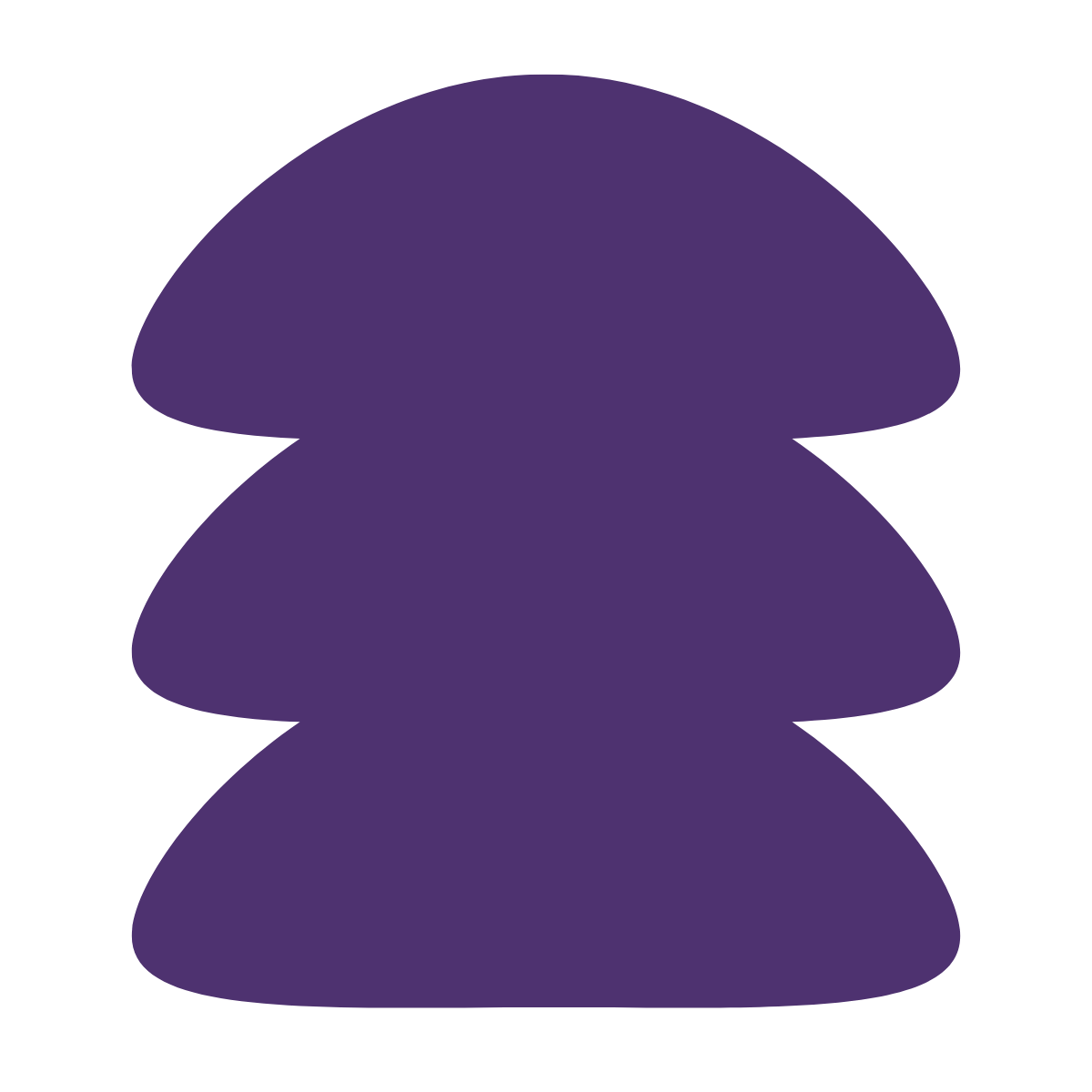 A dark purple silhouette of a pine tree with rounded, layered branches to represent Strong Roots OT, an occupational therapy clinic in south New Jersey & Philadelphia that specializes in maternal health and pediatrics.