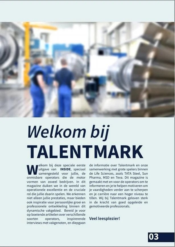 Talentmark — INSIGHTS magazine, binnenwerk · redactionele opmaak