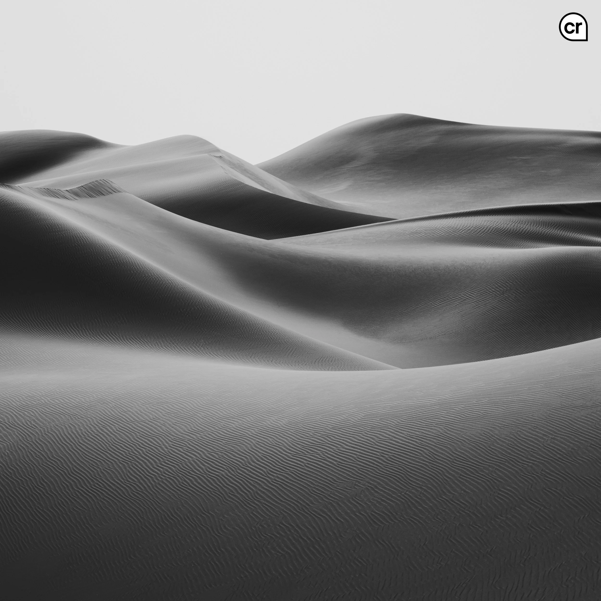 Black and white photograph of the dunes at Qasr al Sarab, Abu Dhabi, UAE. Made by Indigenous Design and Photography Ltd.