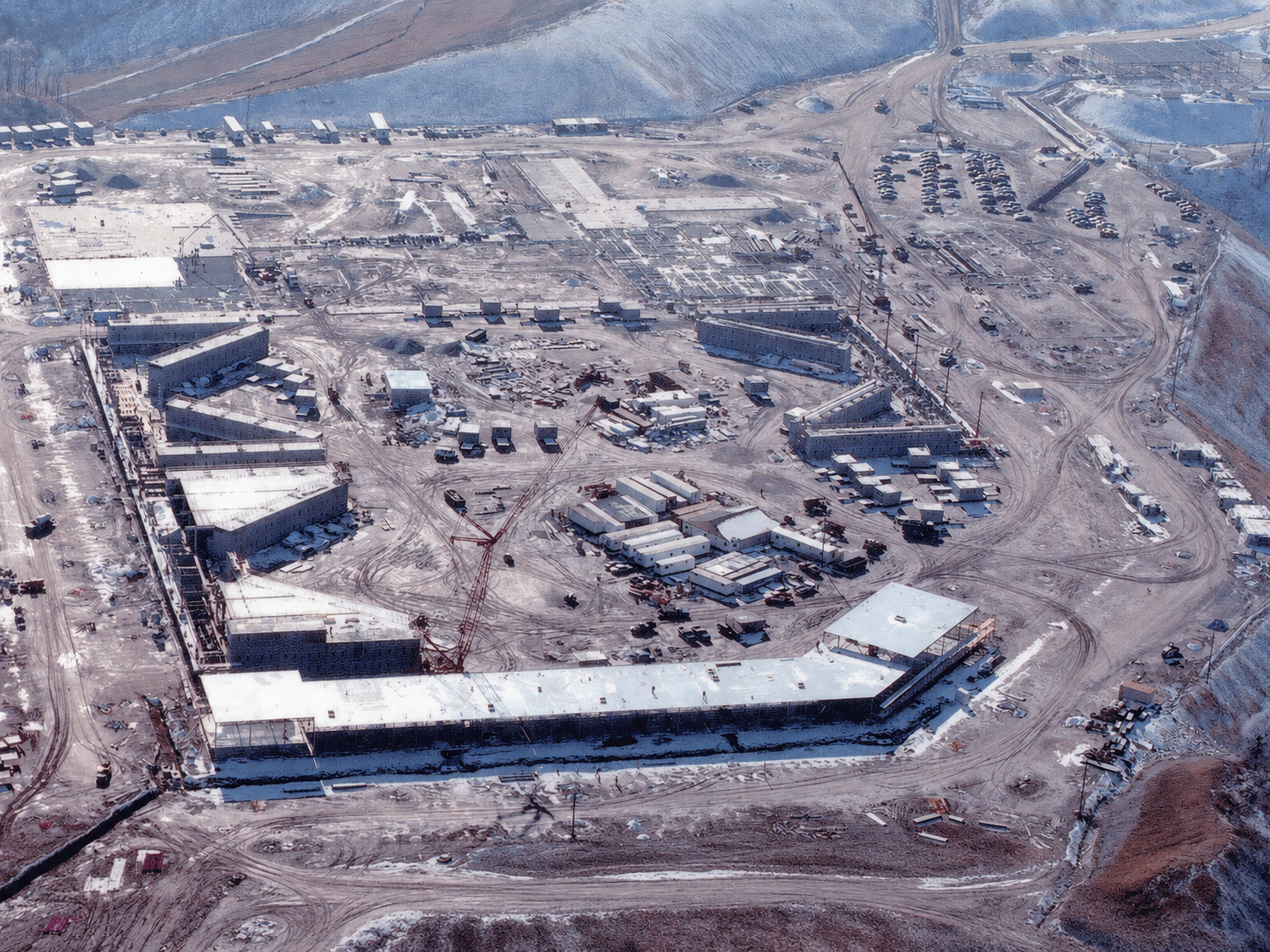 Aerial view of the USP Big Sandy federal correctional facility project site in Inez, Kentucky