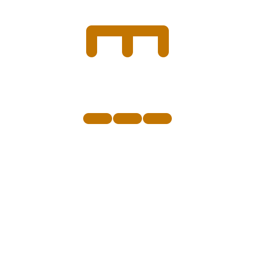 Icon of a shopping bag with a house shape, handles at the top, brown accents, and doors at the bottom.