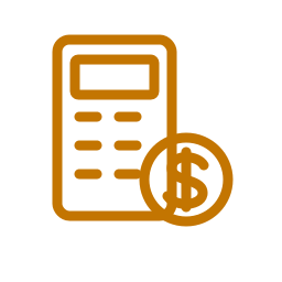 A line art icon of a calculator with a dollar sign.