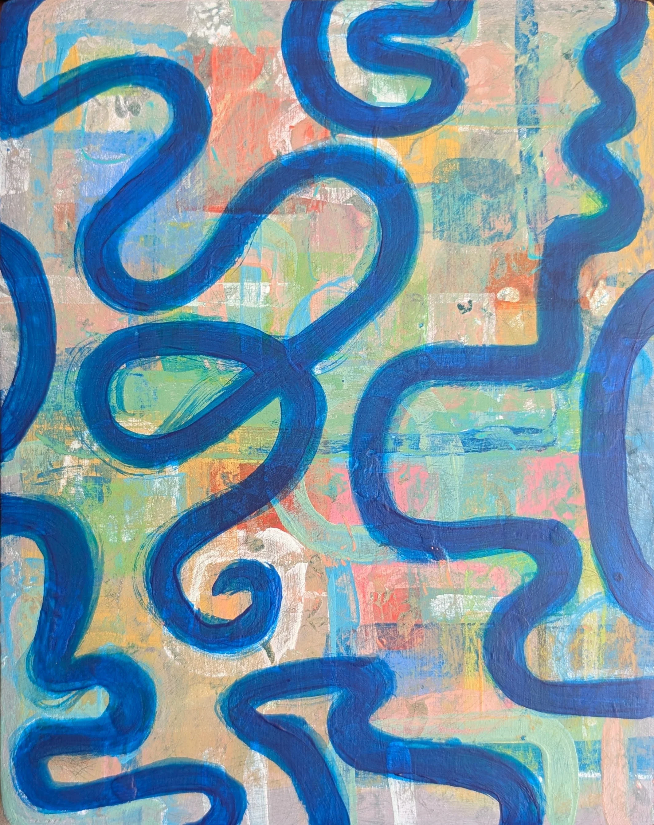 Blue Pathway, 10x12", acrylic on wood panel, 2026