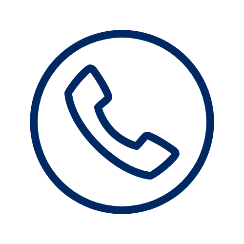 Symbol für einen Anruf oder Telefon in einem blauen Kreis auf schwarzem Hintergrund.
