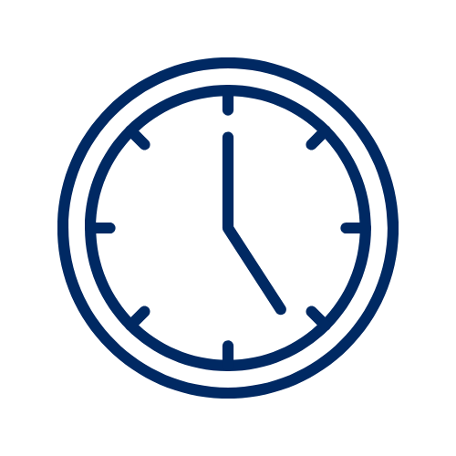 Ein analoge Wanduhr mit schwarzen Zifferblatt und blauer Rahmung, zeigt die Zeit 11:25.