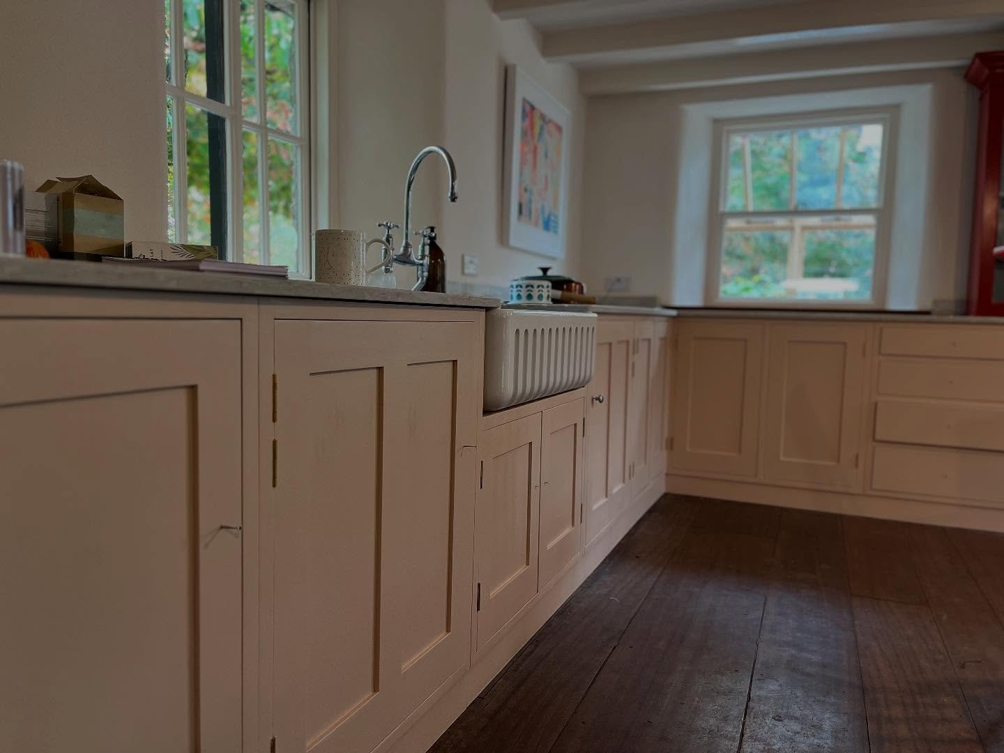 Here is a classic Shaker kitchen I built over the summer. I really enjoyed making this one. It was finished by the excellent Spencley brothers, who did a lovely job with the painting. Always love seeing it all come together at the end &mdash; and it 