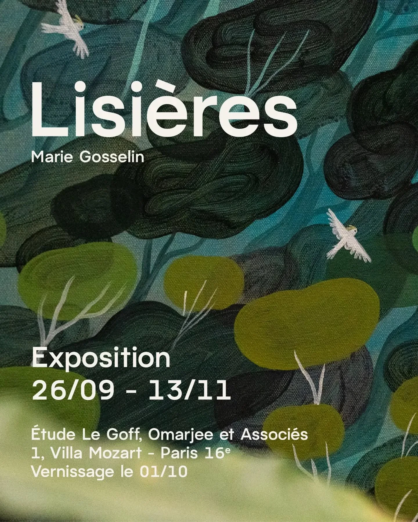 🌞 EXPOSITION 🌞

Du 26 septembre au 13 novembre j'expose mes derniers tableaux et dessins &agrave; l'&eacute;tude @legoff.omarjee.paris que je remercie pour leur accueil. 🌿

L&rsquo;&eacute;vasion n&rsquo;est pas toujours lointaine : elle peut se t