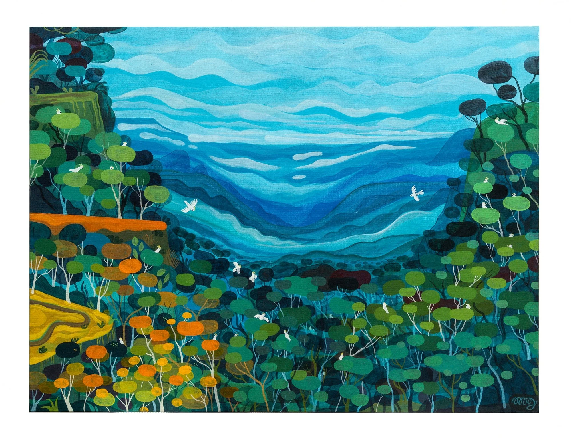 "Gang gang cockatoos" - acrylique sur toile - 116cm x 89cm
