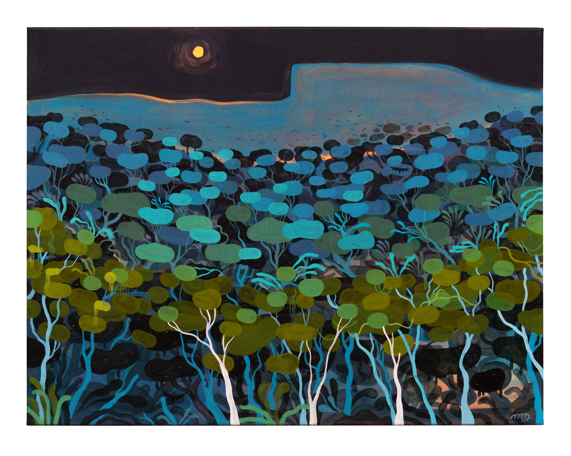 "La nuit des flying foxes" - acrylique sur toile - 116cm x 89cm