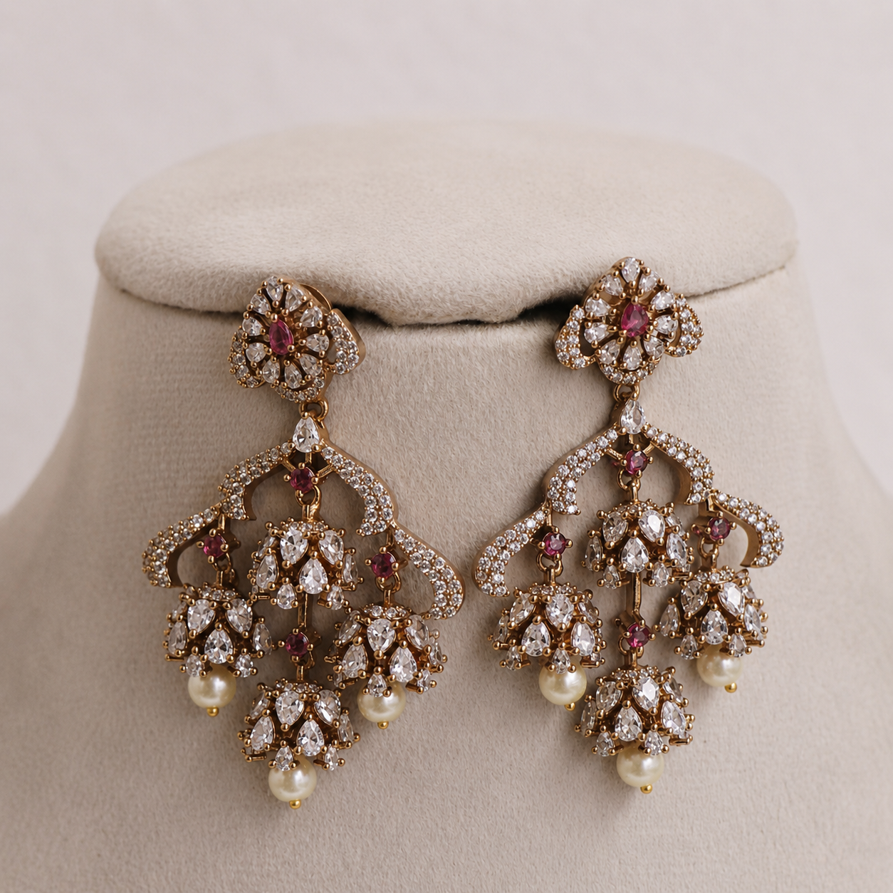 Wine- Victorian AD Stone earrings (SMALL)