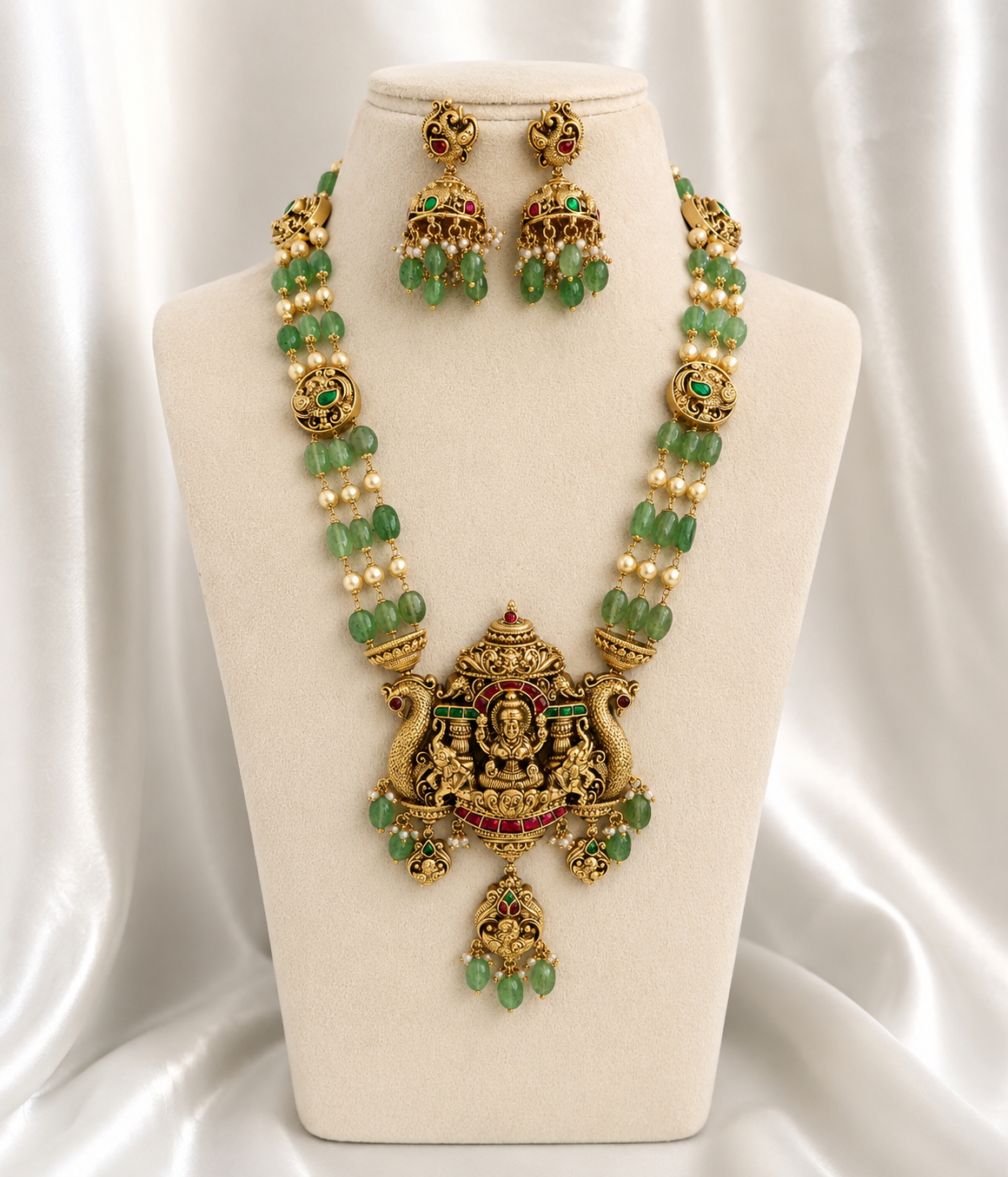 PASTEL GREEN - Lakshmi Jadau haaram