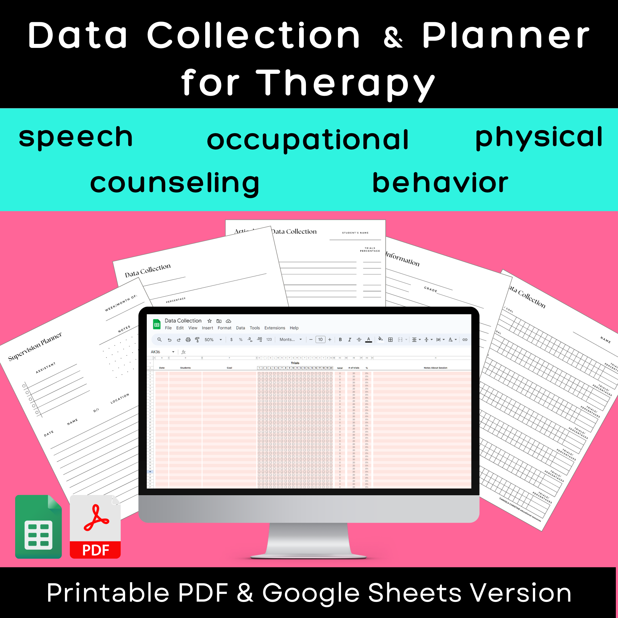Speech Therapy Data Collection Sheets