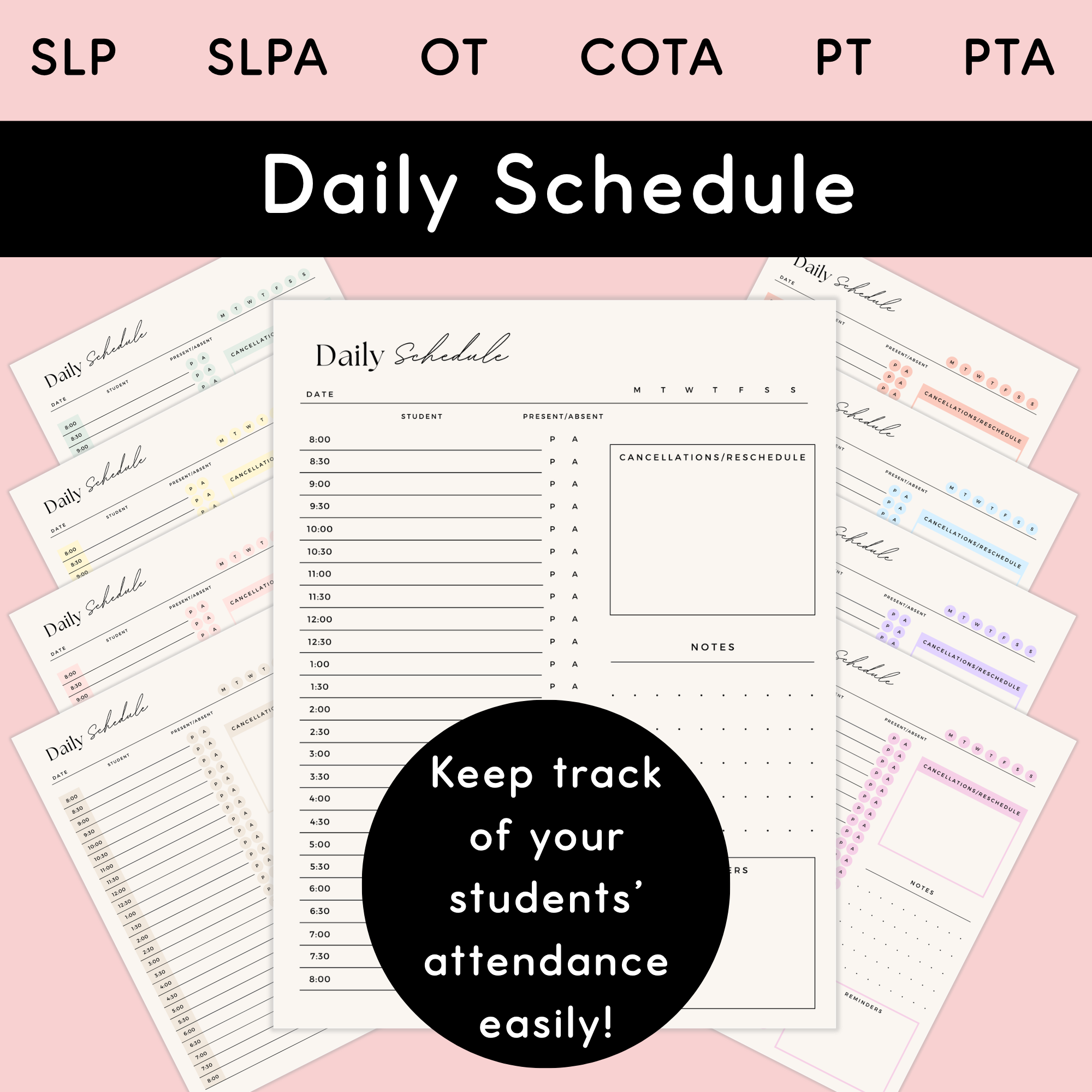 Data Collection Sheets for Attendance