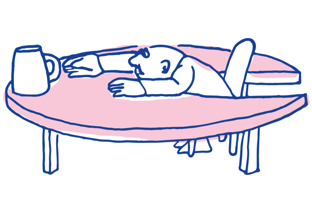 Illustration eines Mannes der seinen sein Bierkrug erreichen will.