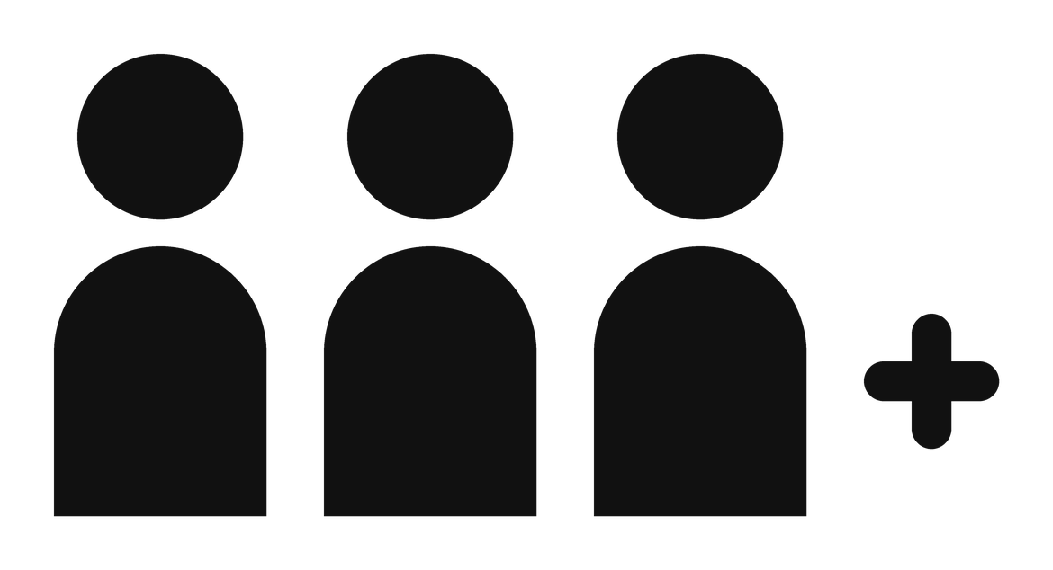 An icon of three silhouette figures with a plus sign indicating adding a new person.