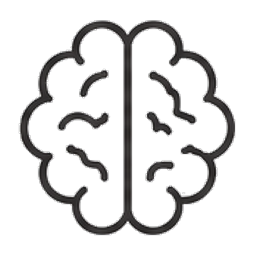 An outline of a brain outline in dark color with a small red square on the lower right side.