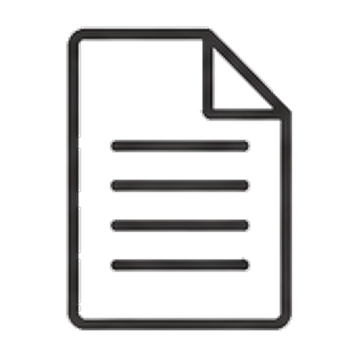 Line drawing of a document or paper with three horizontal lines and a folded corner.