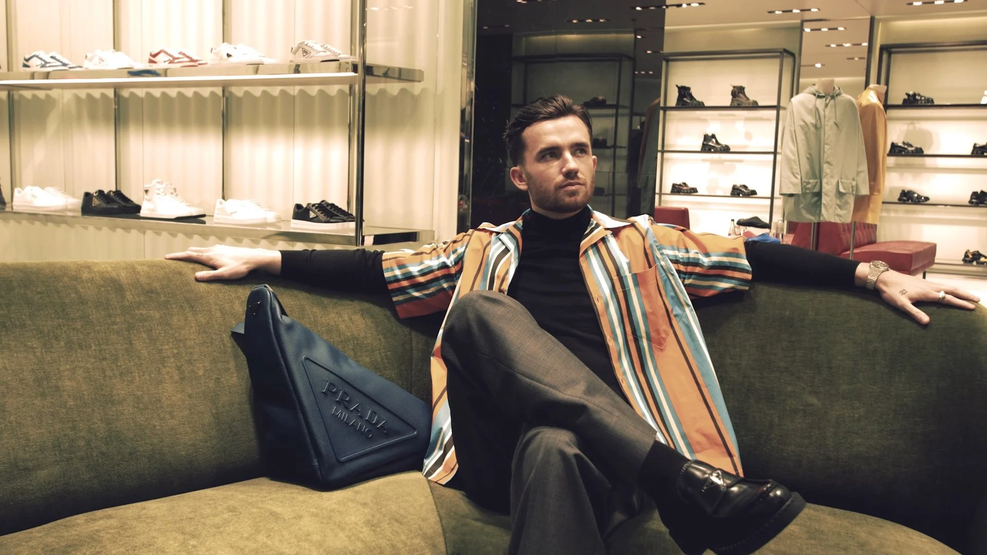 Ben Chilwell fashion shoot with Prada, sports world magazine and alex poole media covering video for social media content and videography