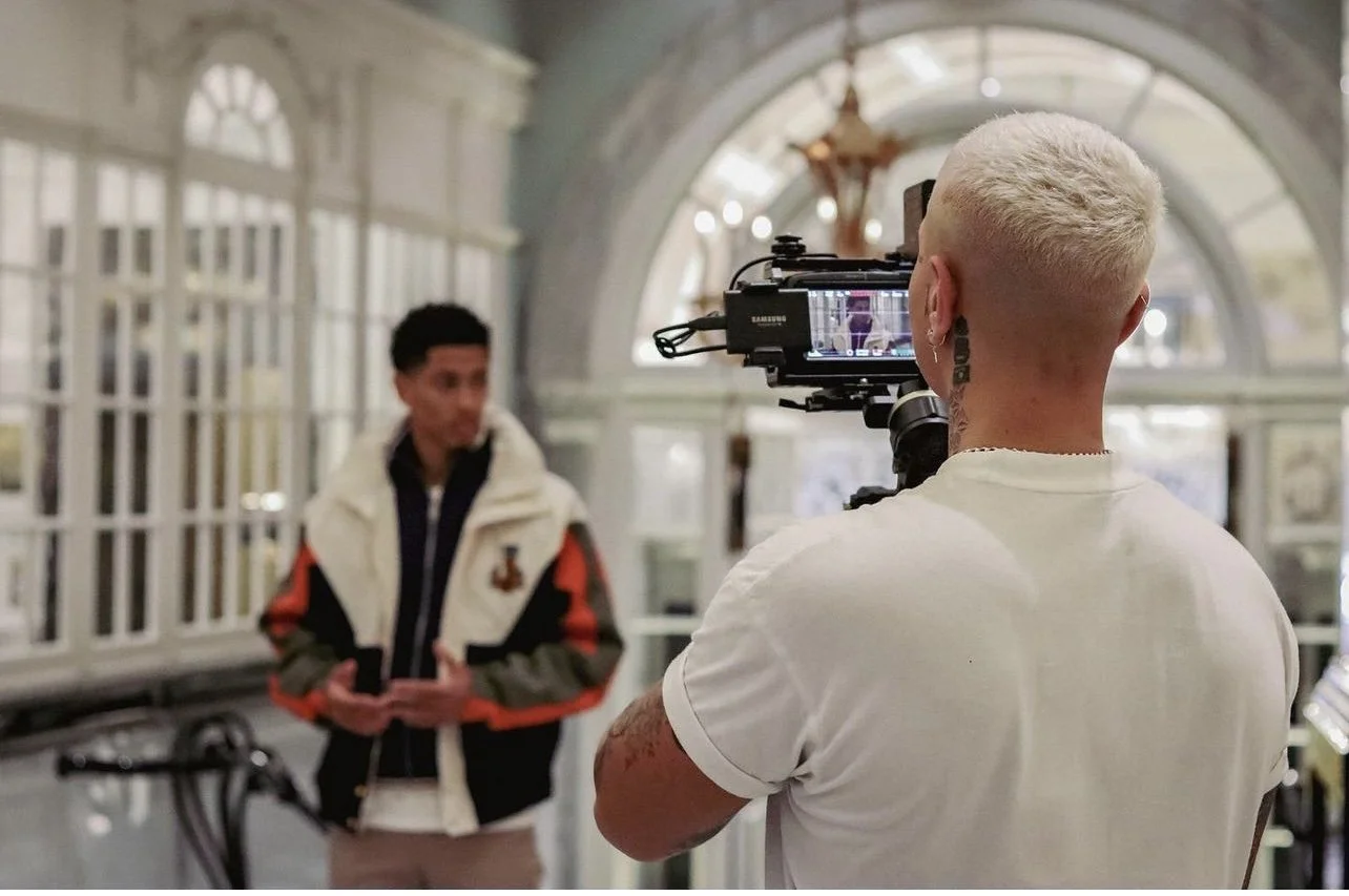 BTS of Alex Poole Media shooting with Jude bellingham on Black Magic 6k, video shoot with Gucci in the Savoy of London