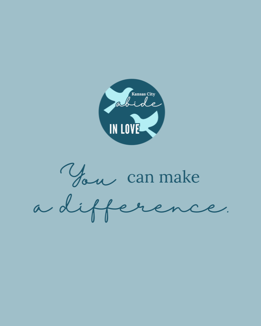 Abide in Love logo with two doves and the words, "You can make a difference."