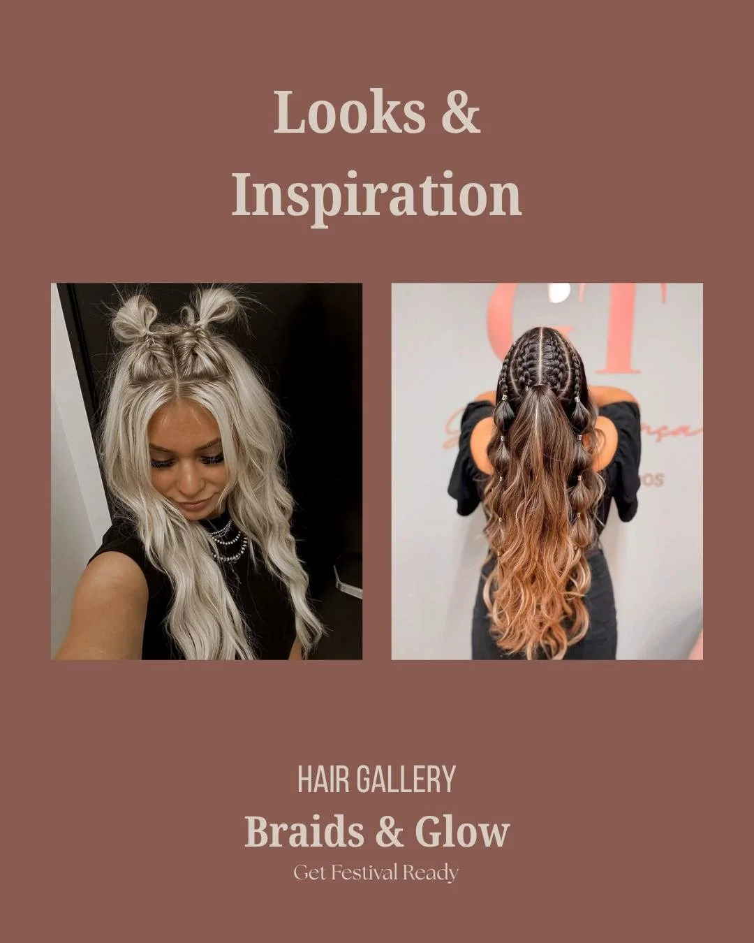 🎪✨ Welk festival kapsel kies jij? ✨🎪

Van subtiele vlechten tot een echte statement look &ndash; in ons Braids &amp; Glow lookbook vind je jouw perfecte festival hair.

🤍 Festival hair vanaf &euro;35,-
🤍 Pimp het naar jou smaak.
(vraag naar de op