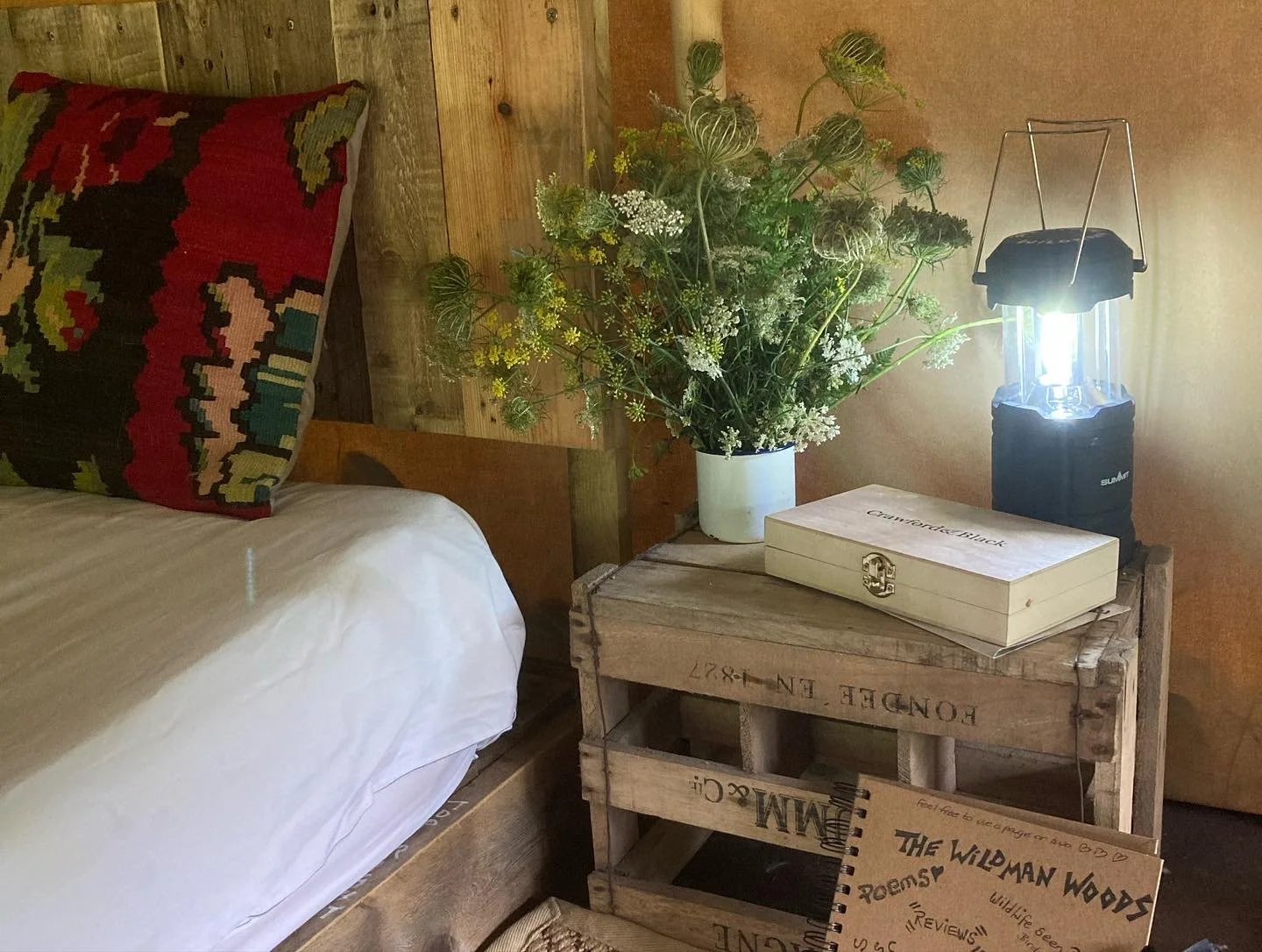 The bedroom layout inside a safari tent
