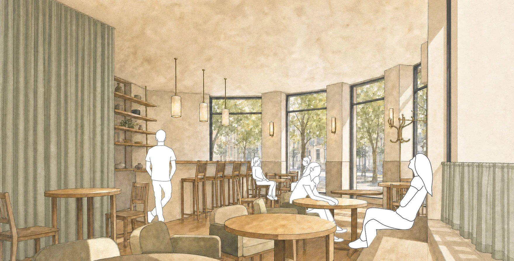  Designing with sound absorbing materials reduces high frequency noise and creates a comfortable neighborhood ‘living room.’ 