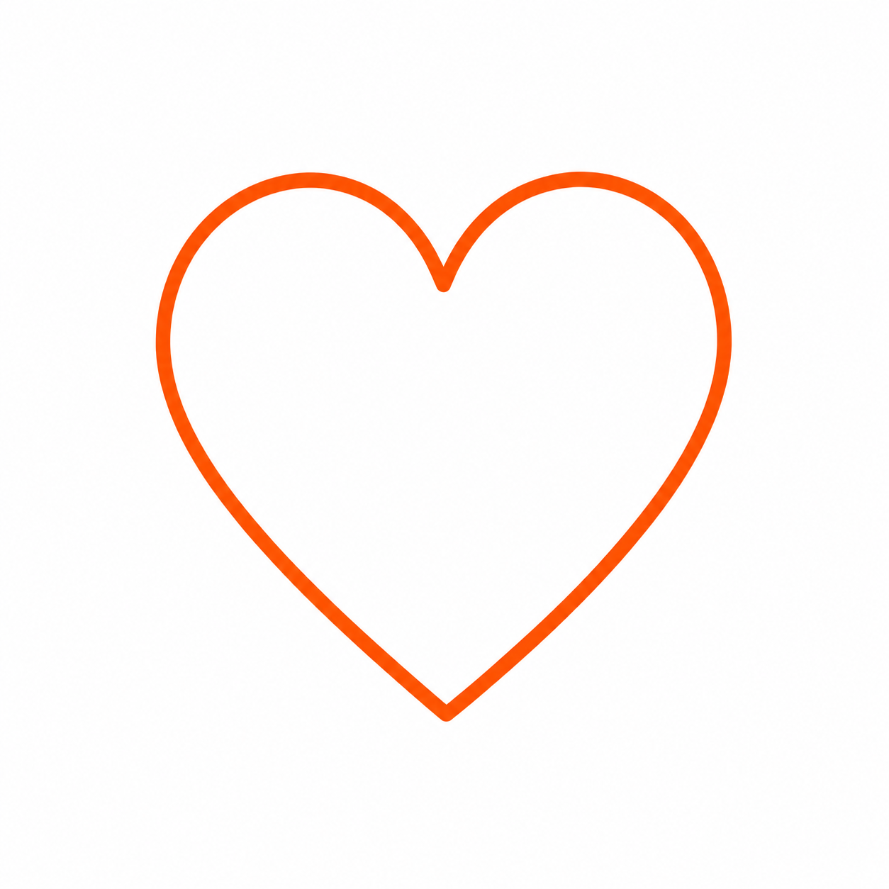 Red outline of a heart shape on a white background.