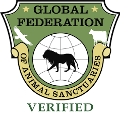 Global Federation of Animal Sanctuaries verified badge logo.