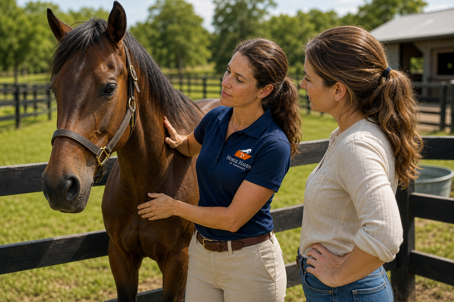 HHT working with woman and horse.