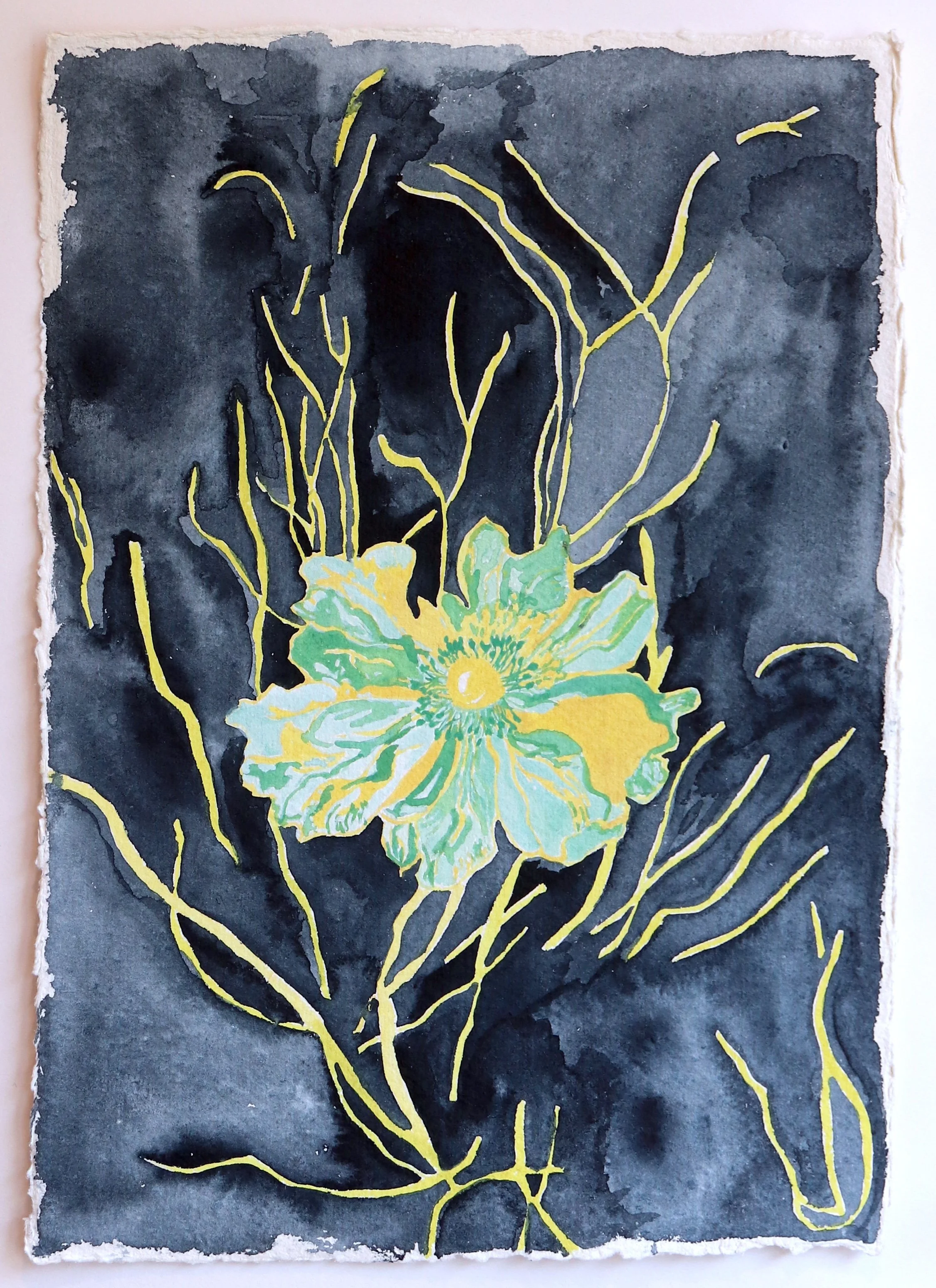 Luminosity 1, 2026, 
Watercolours on recycled handmade Khadi paper from India, 21 x 29.7cm, SOLD