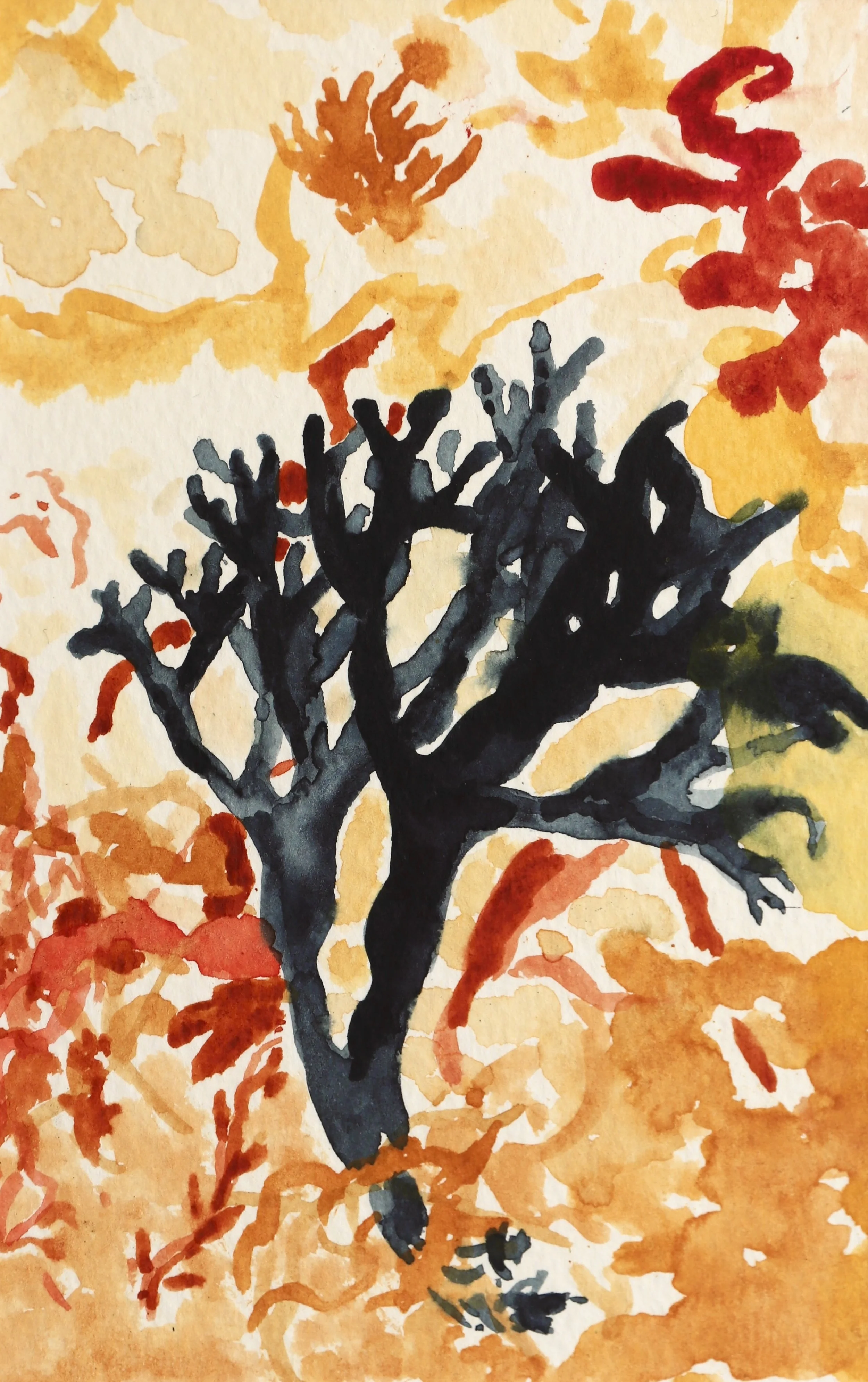 Yellow Haze, 2025, Watercolours on textured watercolour paper, 10.5 x 14.8cm, Contact for price