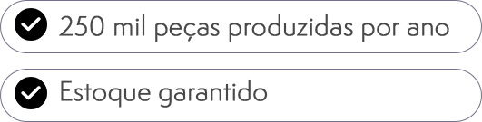 Texto que indica a produção de 250 mil peças por ano e que o estoque está garantido.