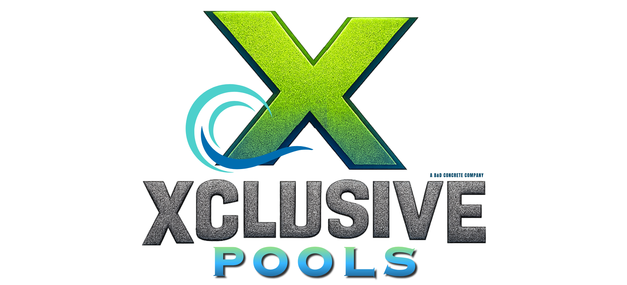 Logo for Xbox exclusive pools, with a large green Xbox symbol and the words 'X-CLUSIVE POOLS' below in metallic and colorful text.