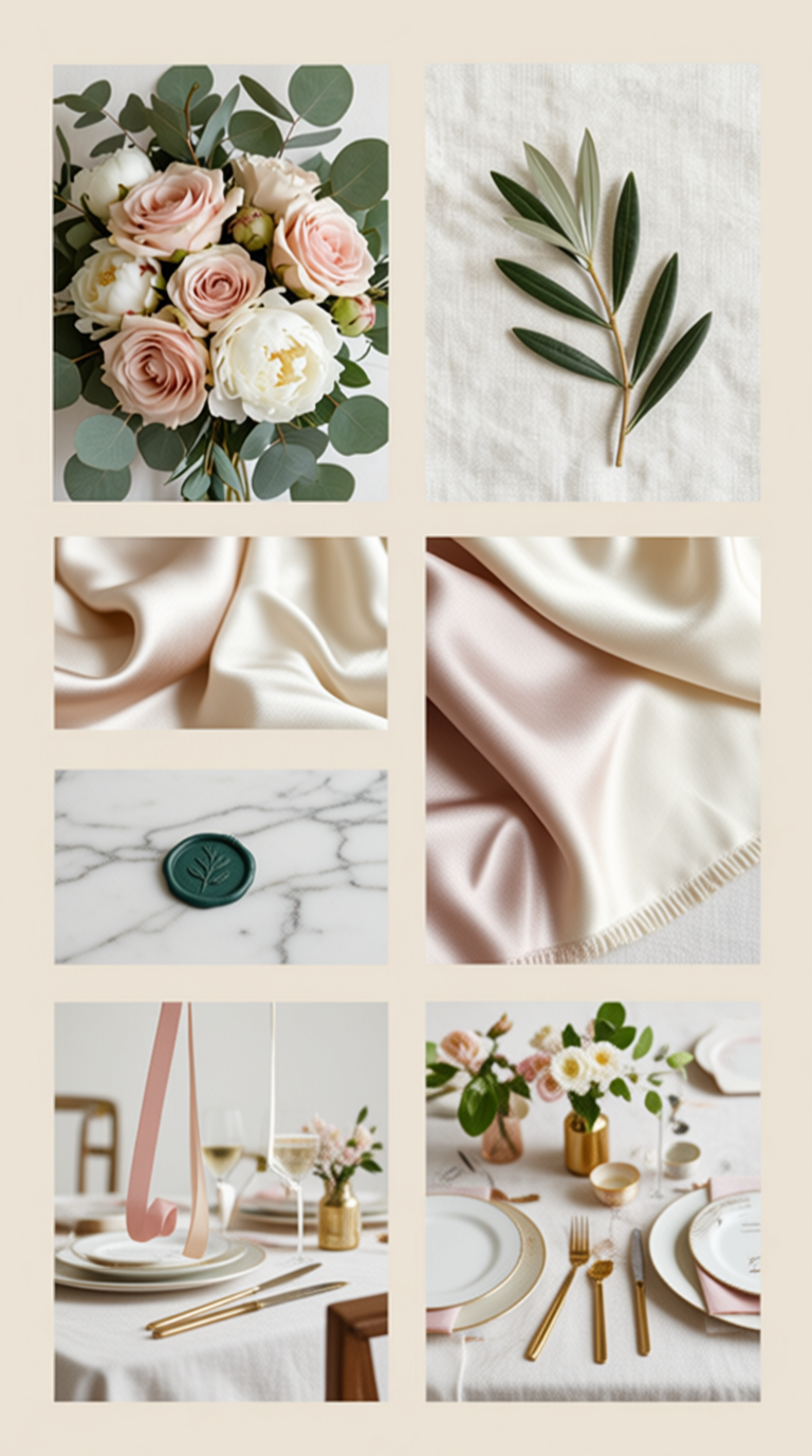 Collage of wedding and decor ideas