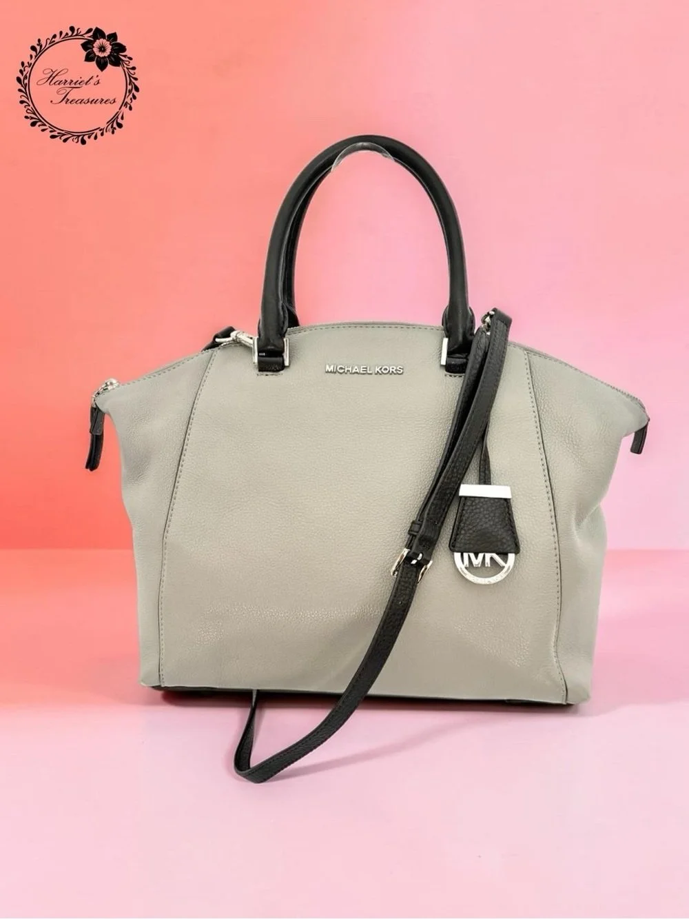 Michael Kors Olive-Gray Leather Tote