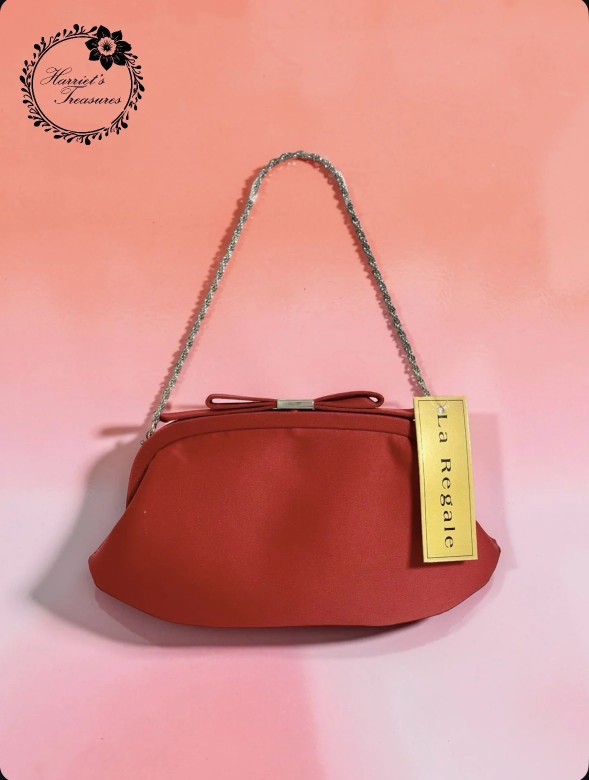Red La Regale Bow Clutch