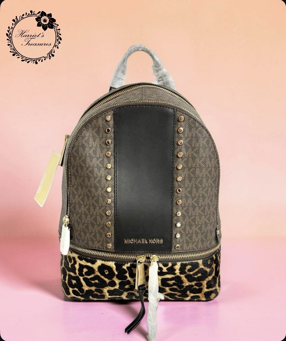 Leopard Studded Michael Kors Backpack