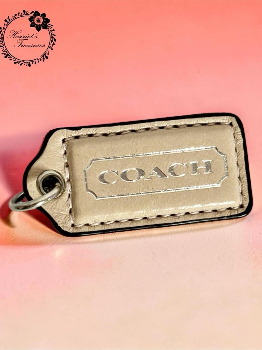 Coach Rose Gold Leather Bag Tag