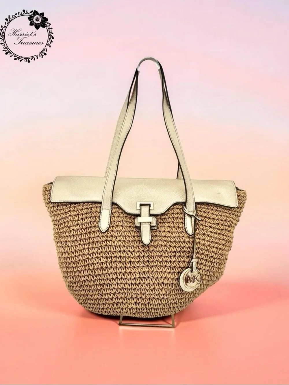 Vintage Michael Kors Brown Raffia Shoulder Tote