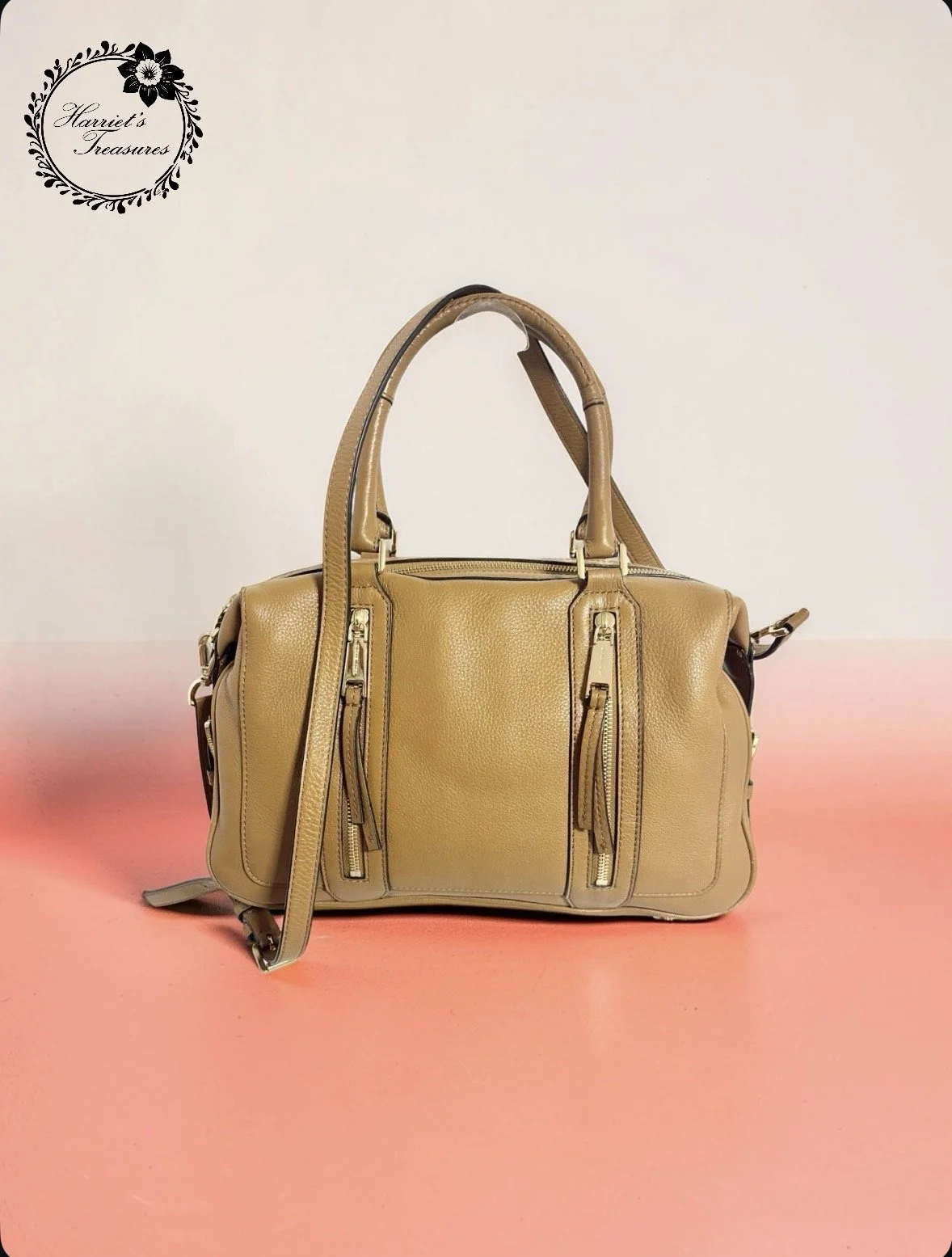 Tan Double-Zipper Michael Kors Crossbody