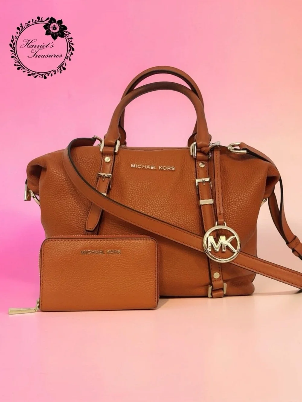 Michael Kors Orange Satchel & Matching Wallet
