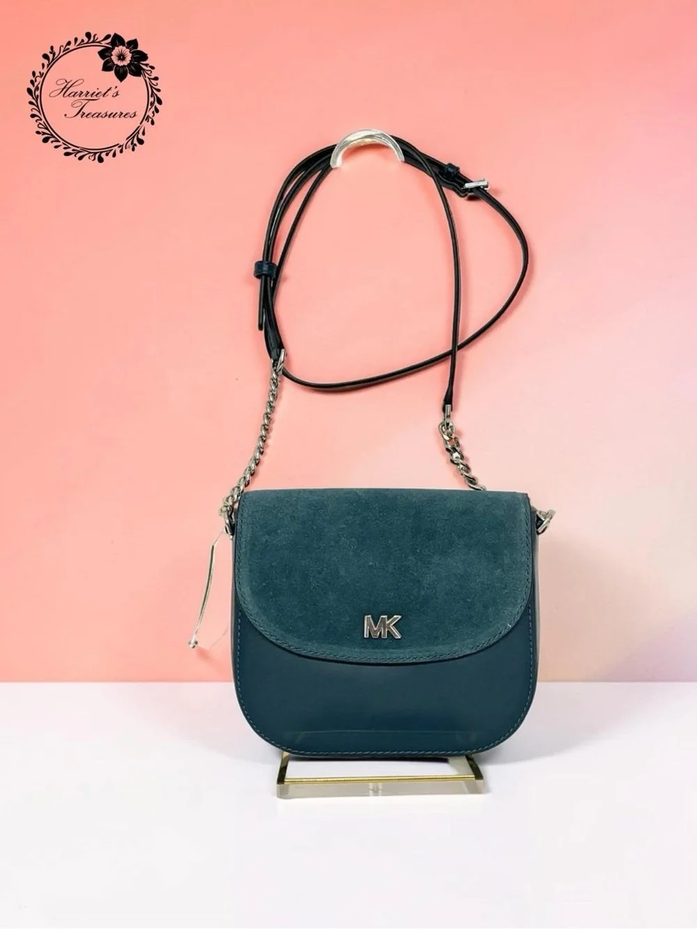 Michael Kors Teal Suede & Leather Crossbody