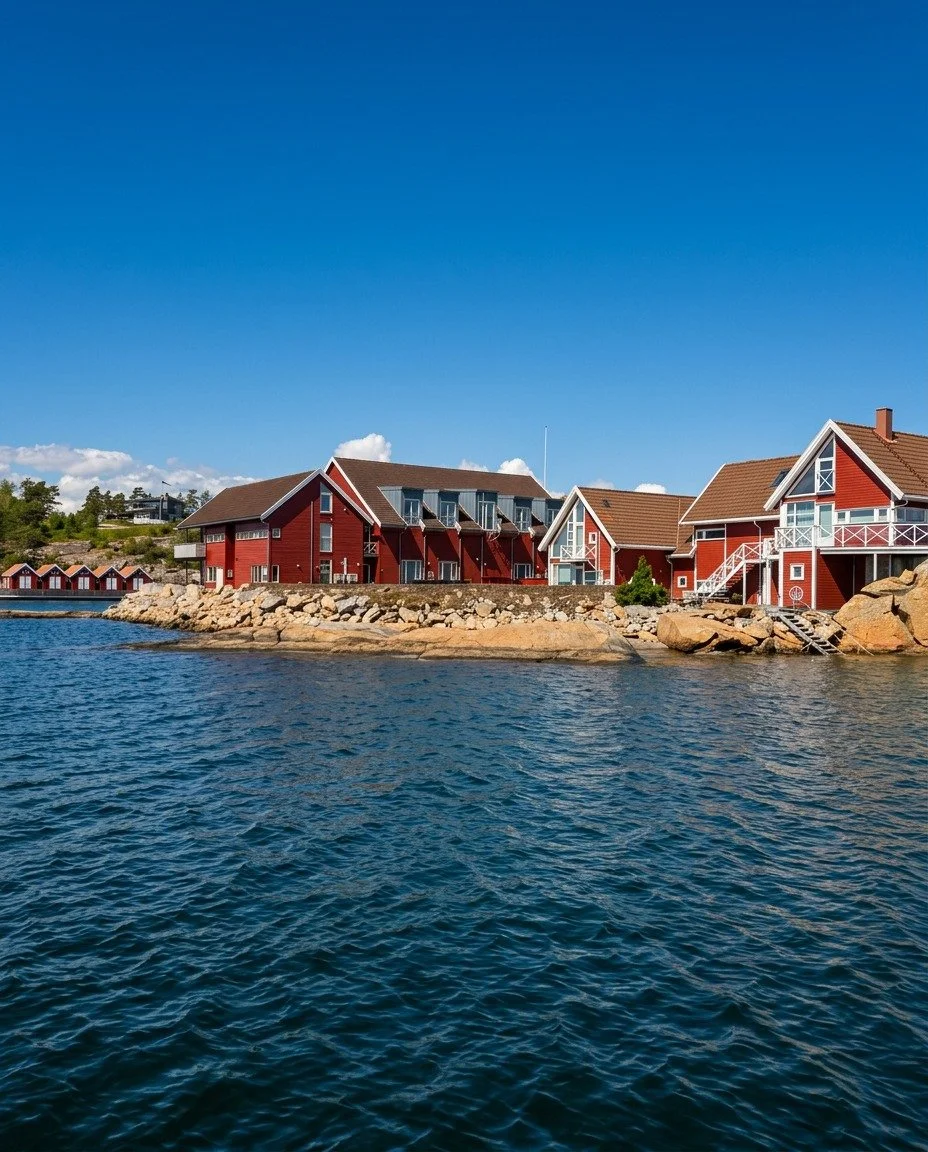 Klokka sju. Fjorden er blank. De r&oslash;de sj&oslash;husene speiler seg i vannet.

Dette er morgenen i Engelsviken. Ytterst i skj&aelig;rg&aring;rden, der luften lukter salt og stillheten er det f&oslash;rste som m&oslash;ter deg.

Her v&aring;kner